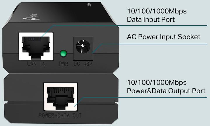 Produktbild TP-Link PoE+-Injektor-Adapter TL-POE160S Ethernet LAN (RJ-45) Anschlüsse 1x10 (802.3at (PoE+), 802.3af (PoE), 30 W)