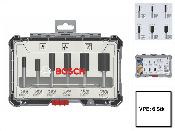 Produktbild Bosch Professional Zubehör 6-teiliges Nutfräser-Set, 6-mm-Schaft für Handfräsen