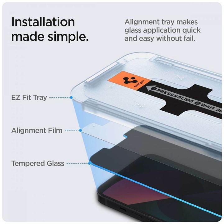 Actual product image Spigen Glas.tR EZ Fit (2 Piece, Apple iPhone 13 Pro Max)