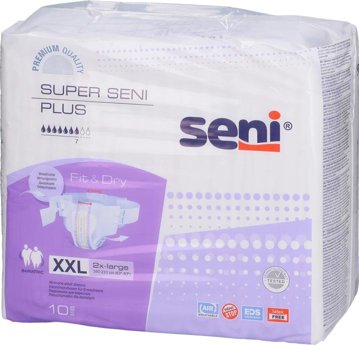Produktbild Seni Plus Windelhosen XXL atmungsaktiv Hüftumfang 160-210cm 7 Tropfen (10 x, Large plus)
