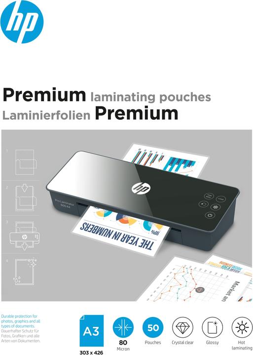 Produktbild HP Laminierfolie Everyday A3, 80 µm, 50 Stück, Glänzend (A3, 50 Stück, 80 µm)