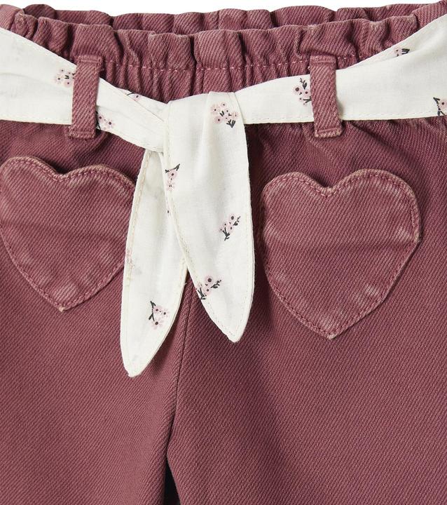 Actual product image Vertbaudet Wide girls' baby trousers with elasticated waistband and fabric belt (68)