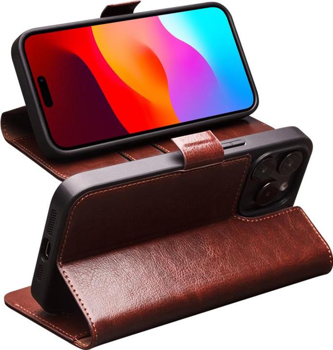 Immagine prodotto QiAlino Fourre Flip in pelle véritable con fermaglio magnetico foncé (Apple iPhone 14 Plus)