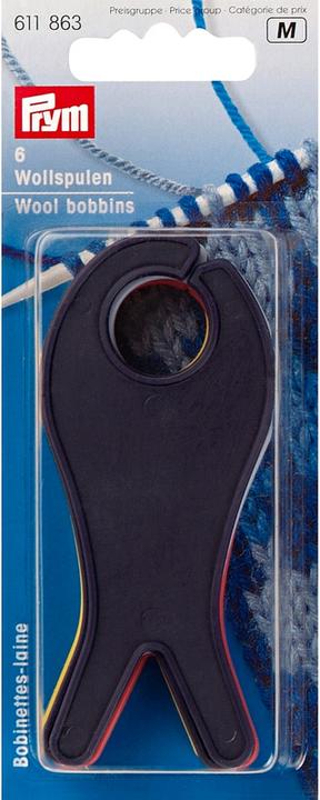 Actual product image Prym Wool bobbins large assorted colours card 6 pcs, plastic