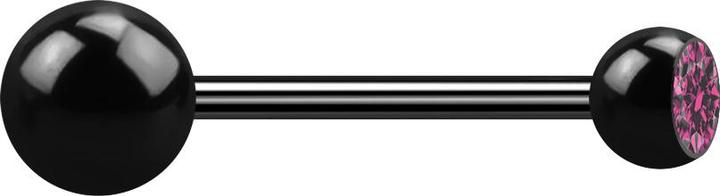 Image du produit Star Piercing Micro Barbell noir avec boule et boules cristal rose (Acier chirurgical 316L, sans laiton)