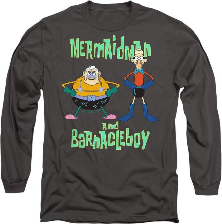 Immagine prodotto Spongebob Squarepants Maglietta L'Uomo Sirena e il Ragazzo Barnacle Adulto Unisex (L)