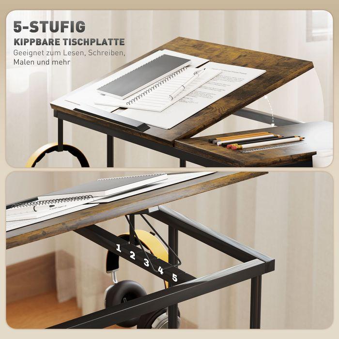 Immagine prodotto Swisshandel24 Höhenverstellbar Schreibtisch, 92 x 40 cm, Computertisch mit Rollen, Plattform