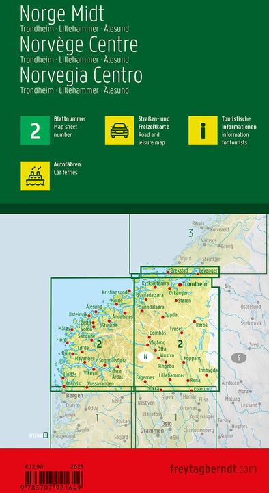 Produktbild Norwegen Mitte, Strassen- und Freizeitkarte 1:250.000, freytag & berndt (freytag & berndt, Deutsch, Englisch, Niederländisch, Slowakisch, Tschechisch, Italienisch, Norwegisch, Spanisch)