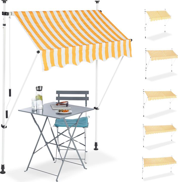 Actual product image Relaxdays Telescopic Canopy Yellow/White (2.50 m)