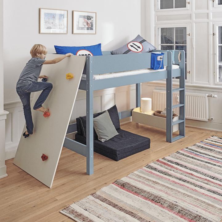 Actual product image Manis-h Manis h ASK middle loft bed with slatted frame Snow white climbing wall (90 x 200 cm)