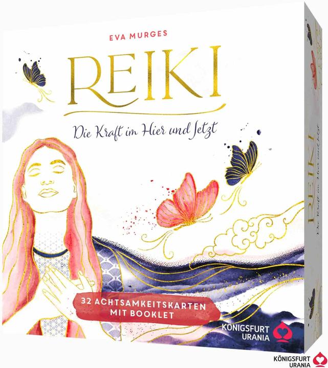 Image du produit Reiki – Die Kraft im Hier und Jetzt: 32 Achtsamkeitskarten mit Goldfolie und Goldschnitt (Allemand, Eva Murges, 2024)