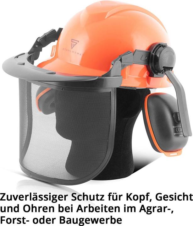 Produktbild Stahlwerk Forsthelm FH-100 ST mit Visier und Gehörschutz EN397 EN352 EN1731 (52 - 66 cm)