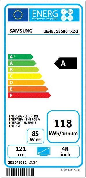 Label énergétique Samsung Ue48js8580 (48", 4K)