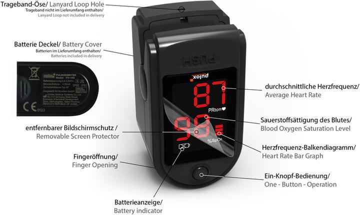 Immagine prodotto Pulox Pulsossimetro PO-100 Solo in nero