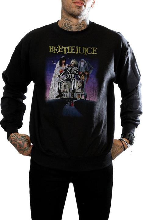 Actual product image Beetlejuice Mens Distressed Poster Cotton Sweatshirt (L)