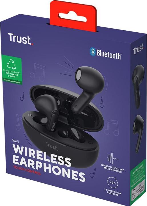Image du produit Trust Yavi Bt Enc Earphones Noir (ANC, 23 h, Sans fil)