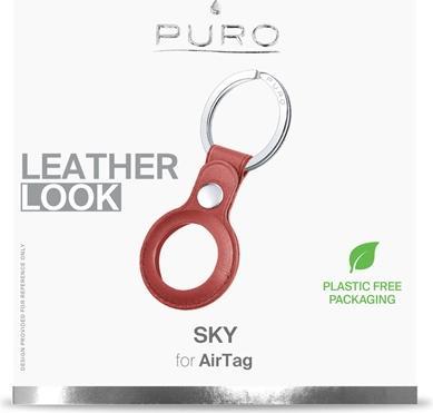 Actual product image Deltaco Puro SKY Apple Airtag key ring with leather case - Red
