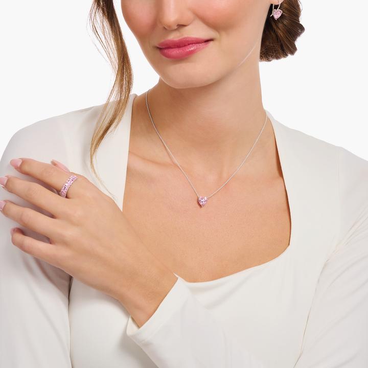 Produktbild Thomas Sabo Kette mit pinkfarbenem Herz-Anhänger Silber (925 Sterlingsilber, 40 - 45 cm)
