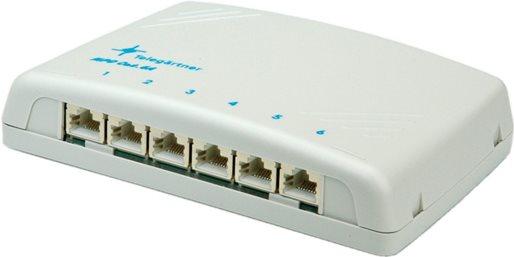 Image du produit Telegärtner Mini-répartiteur MPD6-HS K Cat.6A gris clair RAL 7035, 6x RJ45 blindé, connectique LSA