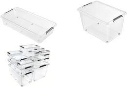 Actual product image keeeper Storage box / clip box Lars, with wheels, 60 liters natural-transparent, lid reliable through since (60 l)