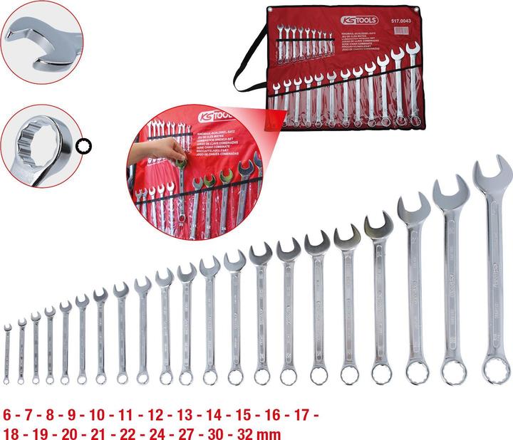 Actual product image KS Tools Combination wrench set. angled. 21 pcs. 517.0 (11 mm, 13 mm, 32 mm, 18 mm, 29 mm, 12 mm, 20 mm, 19 mm, 27 mm, 15 mm, 22 mm, 25 mm, 6 mm, 21 mm, 7 mm, 14 mm, 31 mm, 8 mm, 10 mm, 30 mm, 23 mm, 26 mm, 17 mm, 28 mm, 9 mm, 16 mm, 24 mm)