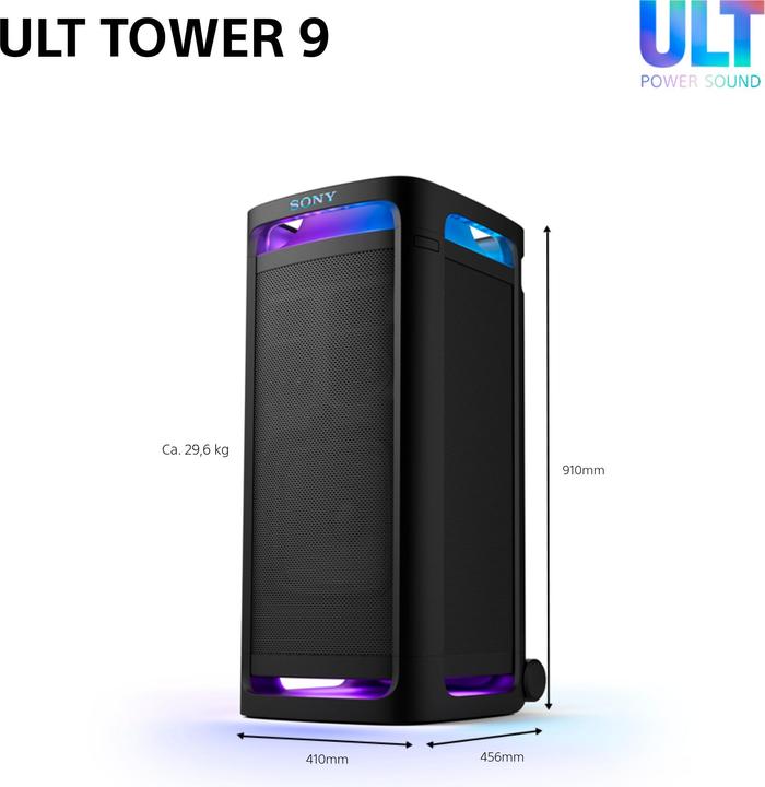 Immagine prodotto Sony ULT Tower 9 (25 h, Corrente elettrica, Batteria ricaricabile)