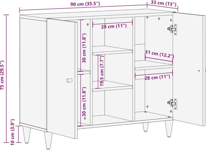 Image du produit VidaXL Armoire d'appoint (90 x 33 x 75 cm)