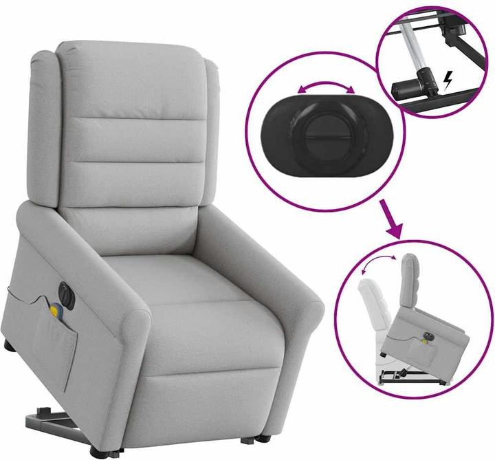 Produktbild VidaXL Massagesessel mit Aufstehhilfe Elektrisch Wolkengrau Stoff
