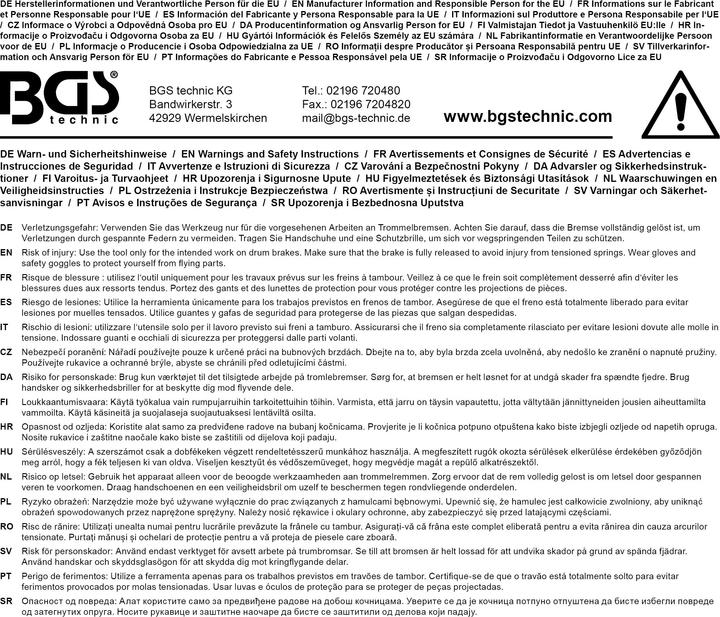 Image du produit BGS Pince à ressort pour frein à tambour (Frein arrière, Kit de frein)
