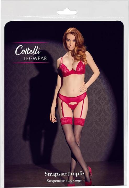 Produktbild Cottelli Collection Strapsstrümpfe mit roter Spitze (7)