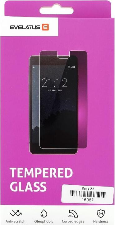 Actual product image Evelatus E6653 Xperia Z5 Tempered glass (1 Piece, Sony Xperia Z5)