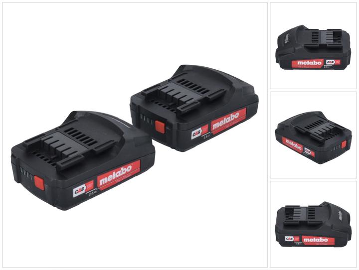Metabo Kit de batterie 2x batterie Li-Power 18 V 2,0 Ah CAS Li-Ion ( 2x 625596000 ) avec indicateur de (18 V)
