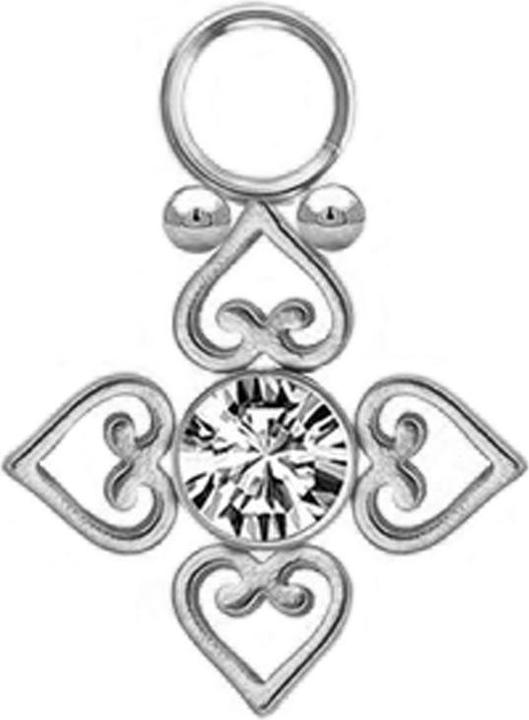 Produktbild Star Piercing Anhänger silber Kristall silber vier filigrane Herzen (ohne Messing, Chirurgenstahl 316L)