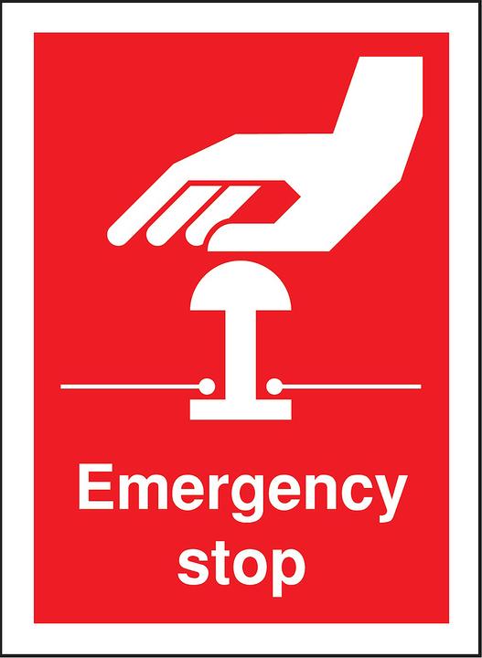 Actual product image Rs Pro Safety Notice Label English Emergency Stop Label
