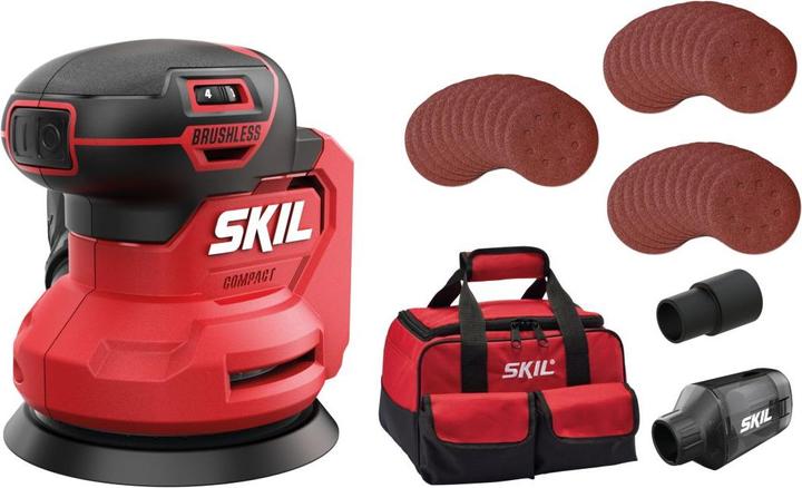 Produktbild Skil SR1E3751FA Exzenterschleifer 125mm 20V Compact bürstenlos exkl. Akkus und Ladegerät in Tasche (Exzenterschleifer)