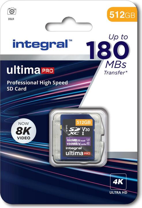 Produktbild SDXC-Card 512GB Classe 10 UHS-I V30 A2 R180/W150 MB/s (Neuheit) (512 GB, SDXC, U3, UHS-I)