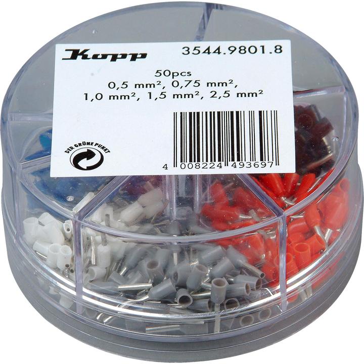 Actual product image Kopp Wire end sleeves assortment box 0.5 - 2.5mm² with plastic collar, content: 50 pieces each 0.5mm²