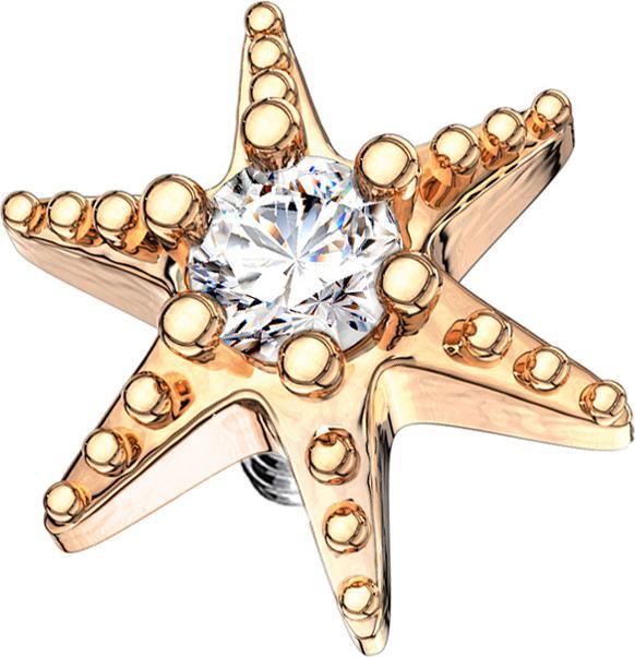 Produktbild Star Piercing Dermal Anchor rosegold Seestern mit Kristall (Chirurgenstahl 316L, Messing)