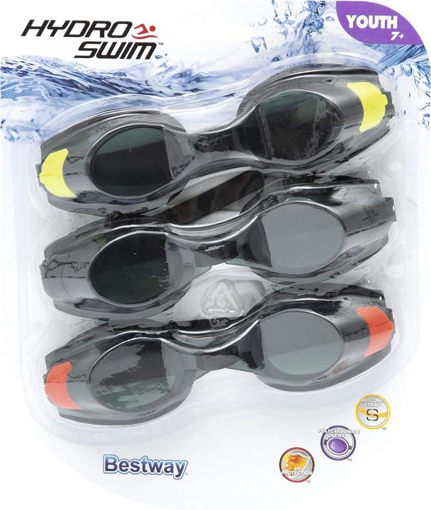 Actual product image Bestway Hydro-Swim Focus Goggle Set, Unisex, Assorted colours, Black, Transparent, Black, Youth, 7 y