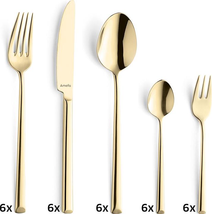 Immagine prodotto Amefa METROPOLE Besteckset 24-teilig PVD champagner (24 Pezzo/i, Set di posate)