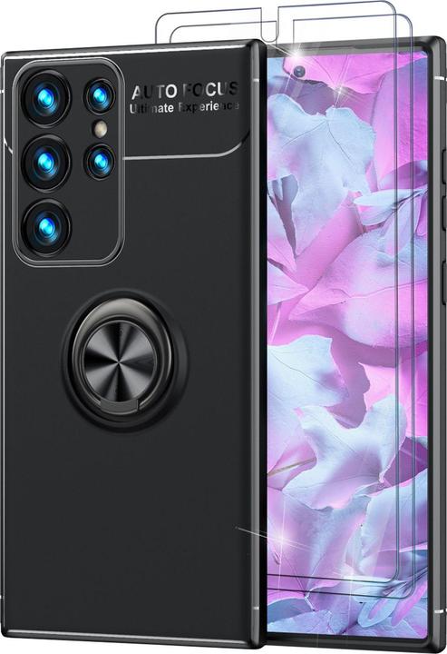 Nalia Matte Ring Silikon Hülle mit 2x Displayschutz (Samsung Galaxy S23 Ultra)