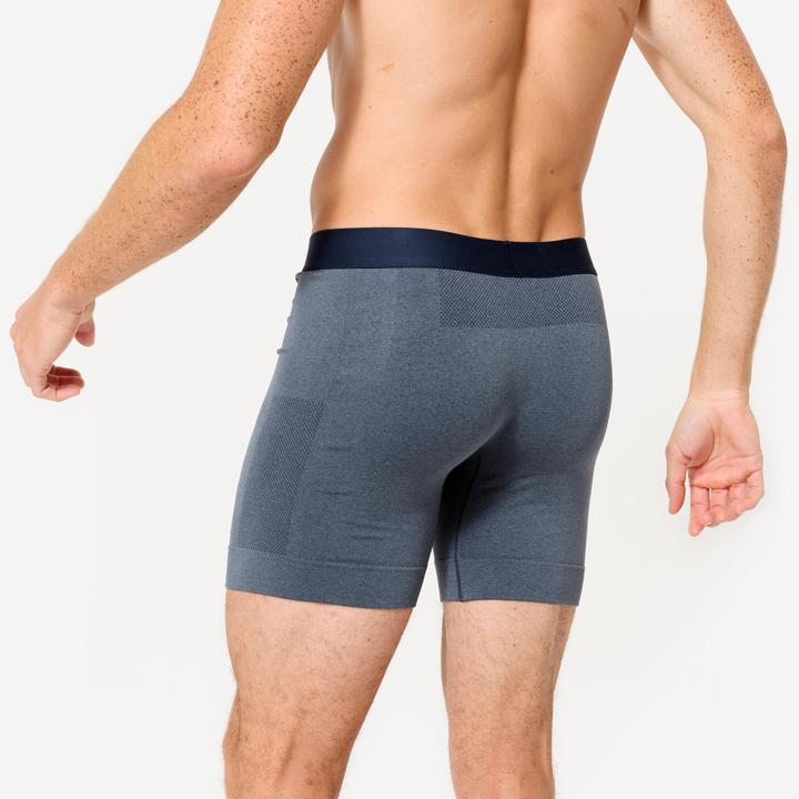 Image du produit Decathlon Boxer long sans couture homme, bleu chiné (XL)