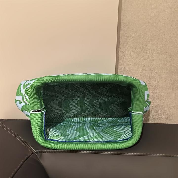 Produktbild Only-Bags.Store Gestrickte Polyester Kosmetiktasche, grosse Kapazität Streifenmuster, lässig vielseitig Zip Tasche