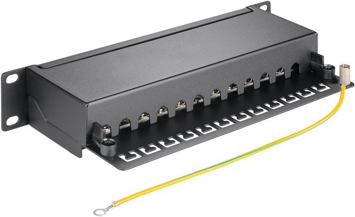 Produktbild Goobay CAT 6a 25,40cm (10") Patch Panel, 12 Port, Schwarz