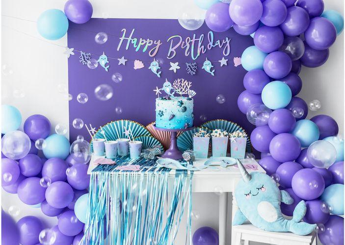 Produktbild Partydeco Girlande Narwal 1 m, Blau/Rosa/Violett