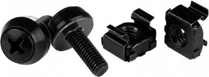 StarTech M5 x 12mm - Schrauben und Käfigmuttern - 50er Pack - Schwarz - M5 Montageschrauben und Kastenmut...