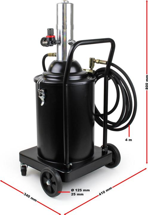 Immagine prodotto XPOtool Ingrassatore da 15 litri pneumatico ad aria compressa ingrassatore mobile professionale mobile