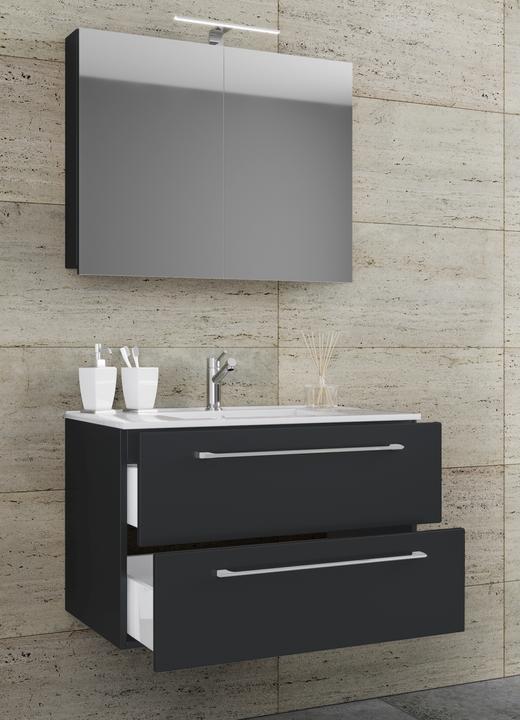 VCM Lavabo 3 pezzi Lavabo Badinos 2 cassetti Armadio a specchio
