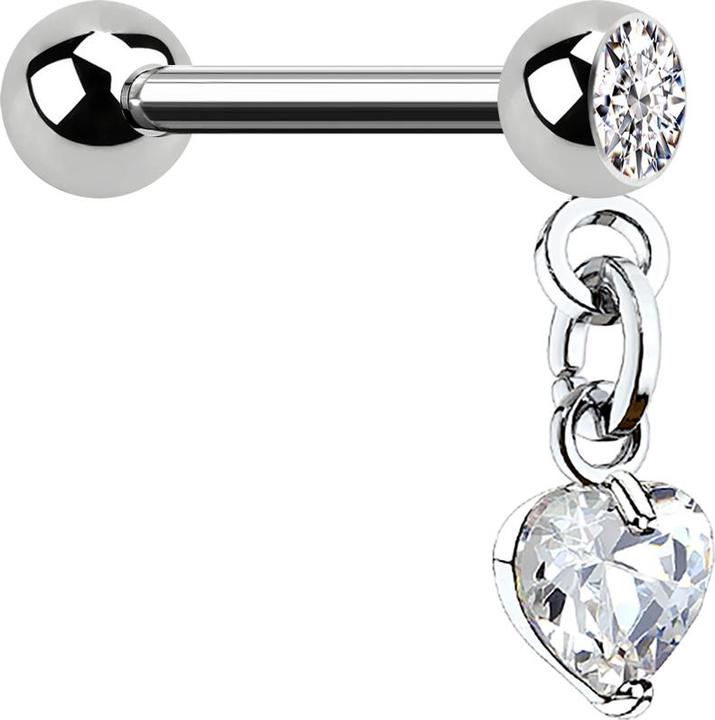 Immagine prodotto Star Piercing Micro Barbell silber mit Kugel und Anhänger Herz (Acciaio chirurgico 316L, Ottone)