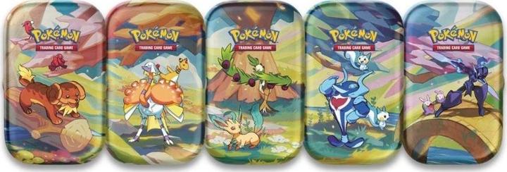 Immagine prodotto Pokémon TCG - Vibrant Paldea Mini Tin (Espathra / Goomy / Leafeon / Oricorio / Pachirisu) assortiert (Inglese, Stagno)
